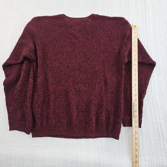 Vintage 90’s Tommy Hilfiger Sweater Men's M Red Black Chunky Knit EUC LS LN - Picture 11 of 14